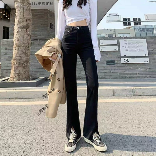 Джинсы, демисезонные штаны, свободный крой, 2021 года, высокая талия