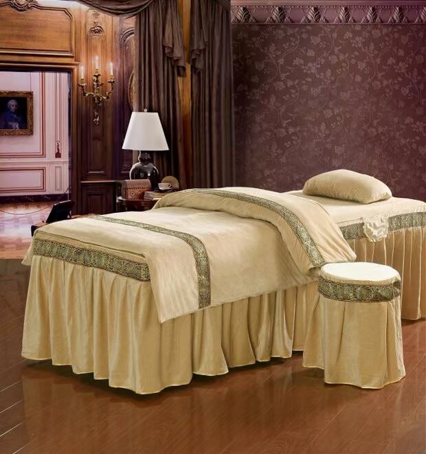 Cao cấp nhung pha lê siêu mềm đẹp bao gồm bốn bộ massage giường khử trùng bộ làm đẹp thẩm mỹ giường ga trải giường spa đẹp