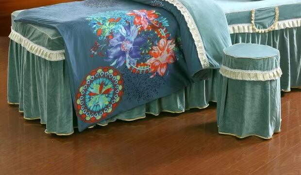 Cao cấp nhung pha lê siêu mềm đẹp bao gồm bốn bộ massage giường khử trùng bộ làm đẹp thẩm mỹ giường ga trải giường spa đẹp