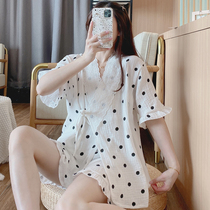 Cotton gauze short sleeve moon clothing 5 Months 6 summer nursing pajamas summer postpartum thin 8 pregnant women 7 home clothing