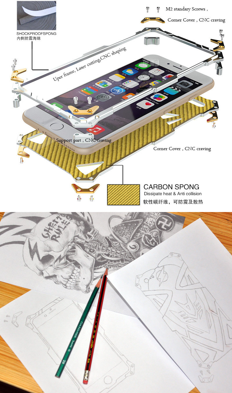 SIMON THOR Ⅱ Aviation Aluminum Alloy Shockproof Armor Metal Case Cover for Apple iPhone 6S Plus/6 Plus & iPhone 6S/6