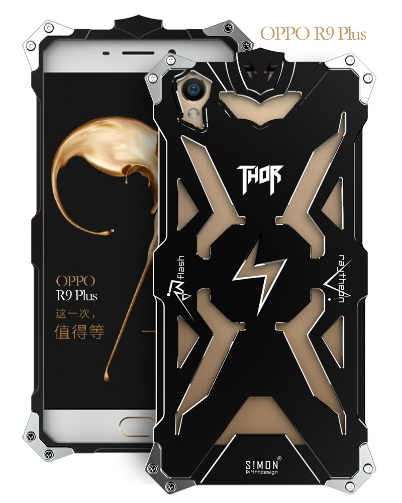 SIMON THOR Aviation Aluminum Alloy Shockproof Armor Metal Case Cover for OPPO R9 Plus & OPPO R9