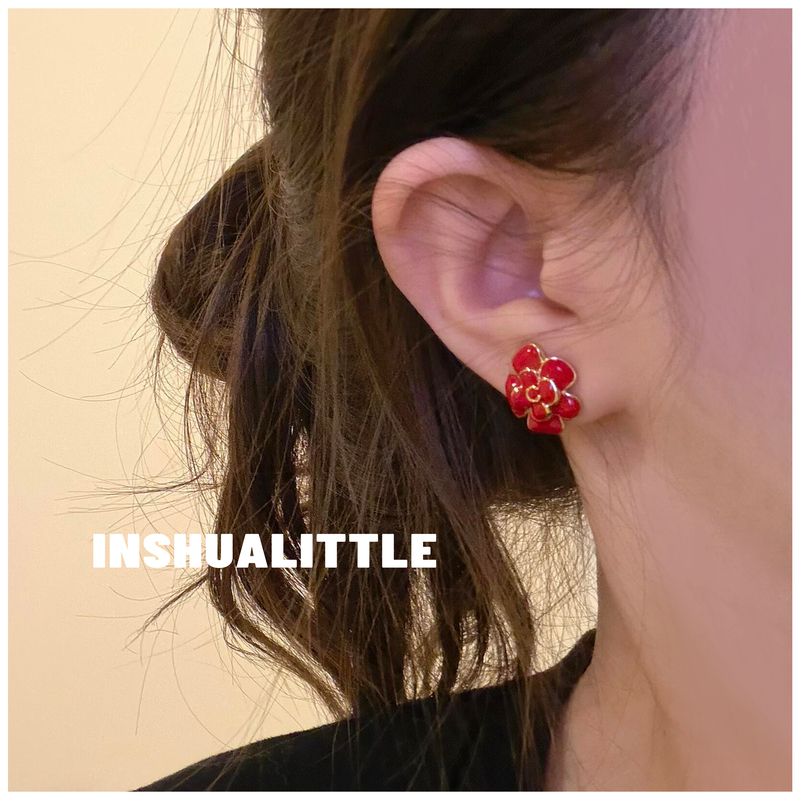 Inshu3.19/Camellia Flowers Are so Delicate~ 26S New Enamel Color-Blocking Earrings for Women