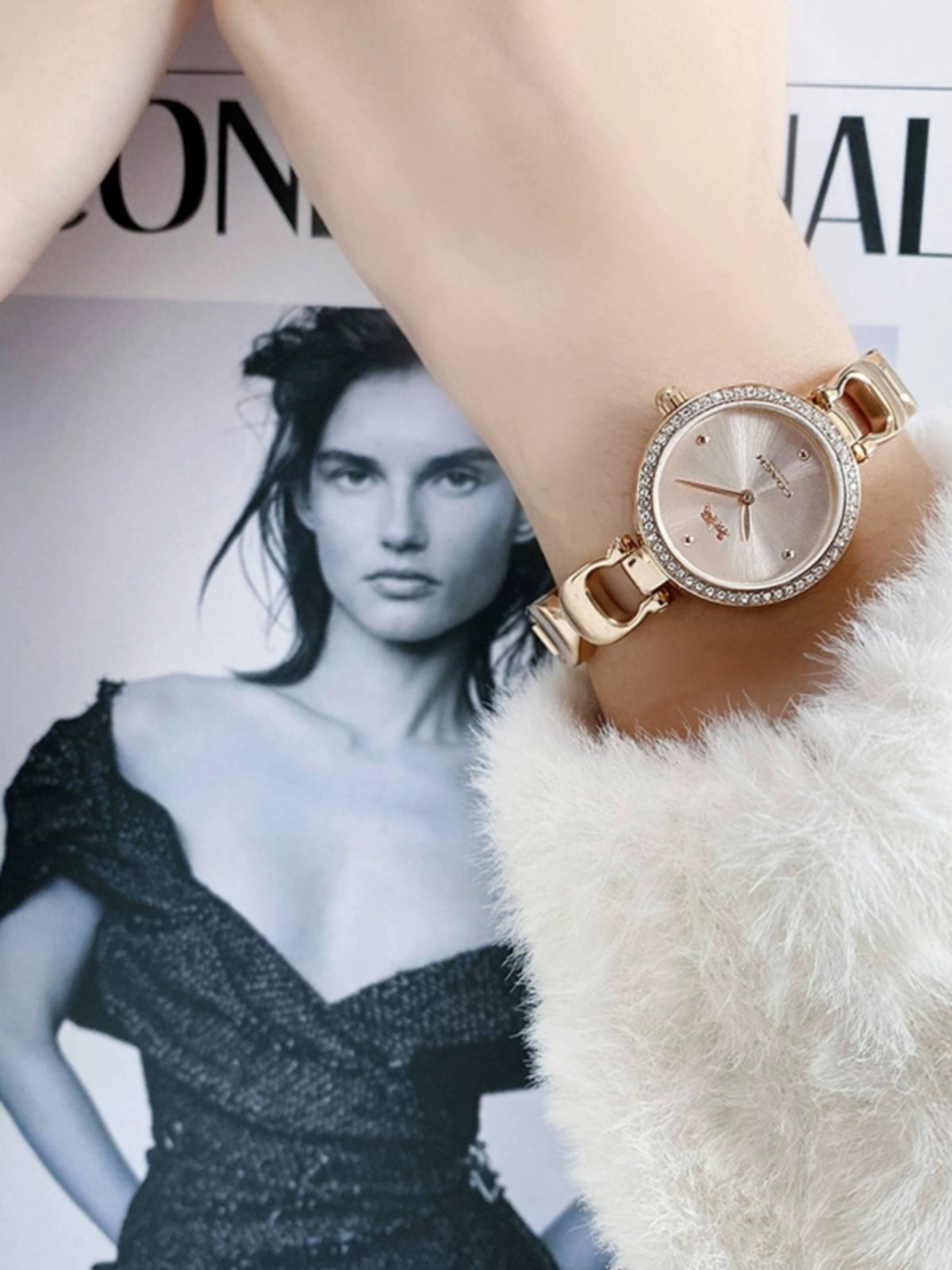 COACH Women's Watch Park Series Sunburst Pattern Bracelet Quartz Ladies' Wristwatch Qixi Festival Gift