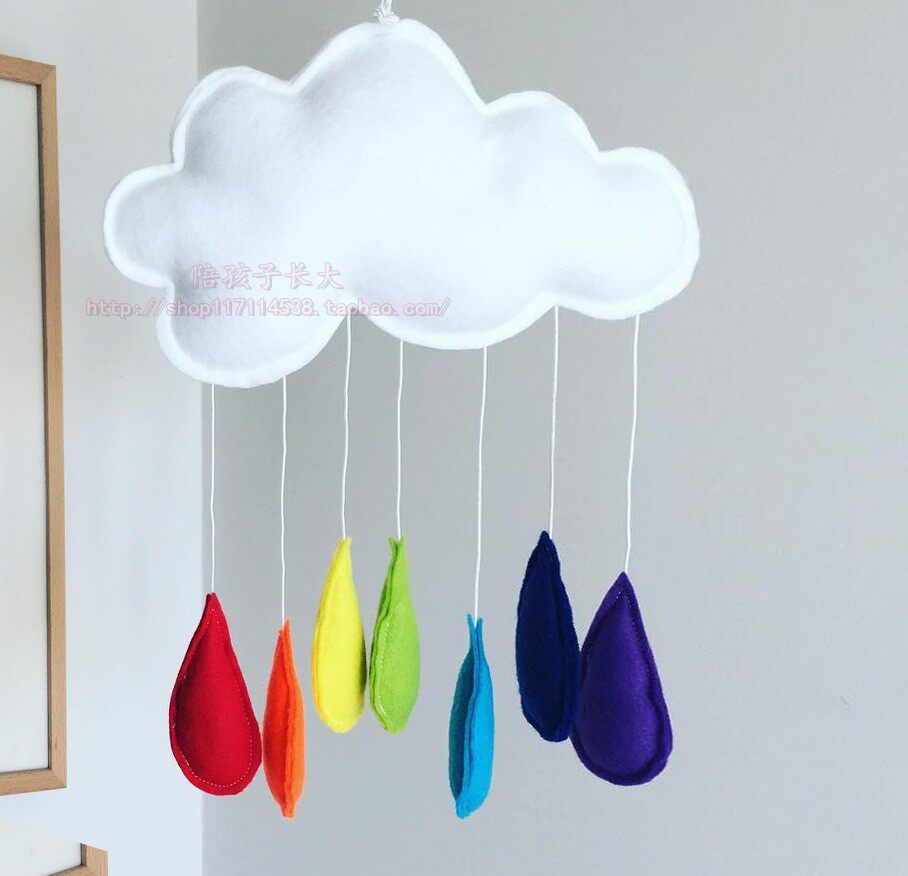 ins children's tent decoration cloud felt rainbow raindrop pendant decoration props hanging decoration children's clothing store photo