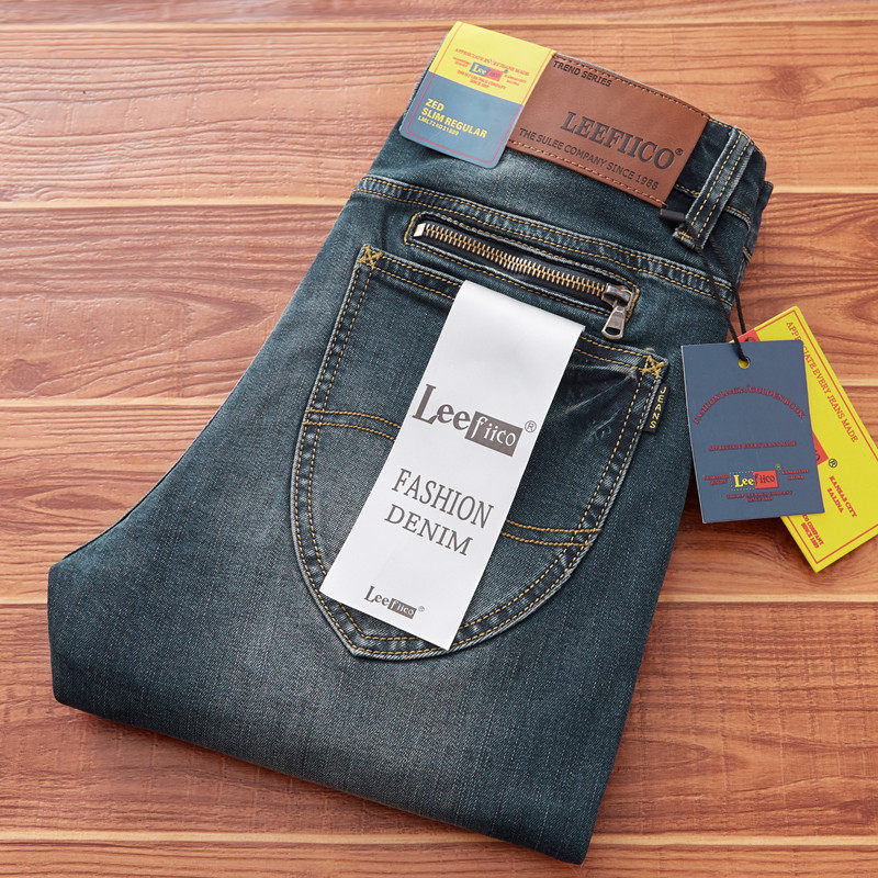 Brand counter cut standard men's jeans foreign trade surplus single export genuine pure original tail single line elastic men's pants