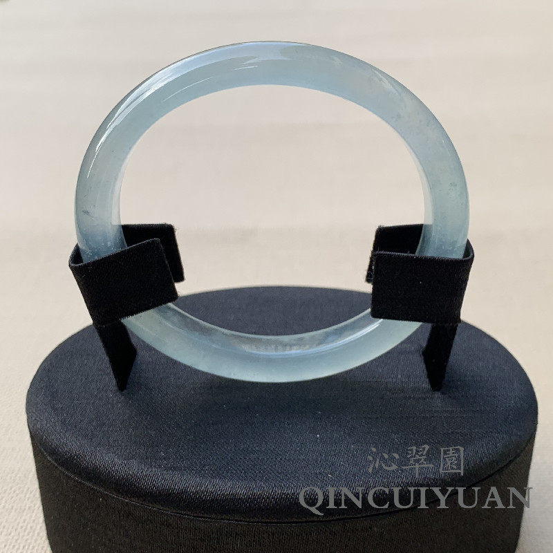 Myanmar natural jadeite A goods high ice clear bottom wood snow cotton bracelet women's imperial concubine bracelet high goods