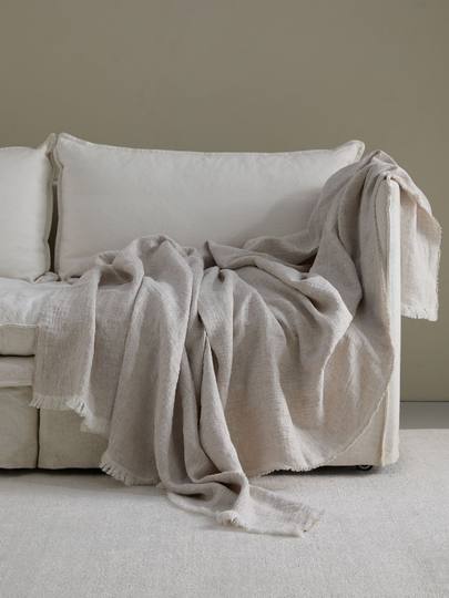 无风栖行侘寂风纯亚麻盖毯夏季透气民宿酒店床尾毯空调毯纯色搭巾