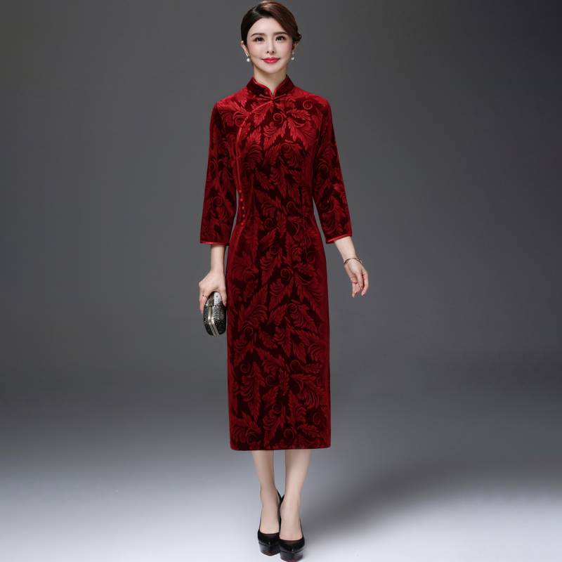 2021 Spring Autumn Season Happy Mother-In-Law Wedding Dresses Red Festive Wedding Moms Dress Improvement Qipao Dress Noble