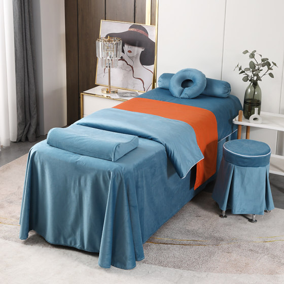 Four-piece beauty bed cover high-end simple light luxury ins solid color massage medical baby velvet bed sheet for all seasons