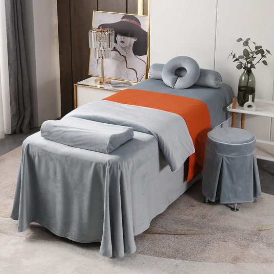 Four-piece beauty bed cover high-end simple light luxury ins solid color massage medical baby velvet bed sheet for all seasons