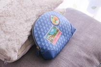 Yassland Dei Blue Printed Makeup Spring Bag Zero Wallet Shell Containing Bag Portable Hand Grab Bag