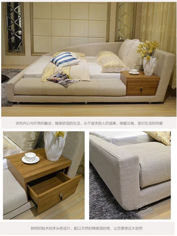 Vải giường đôi giường hiện đại nhỏ gọn căn hộ nhỏ rửa được gói mềm hôn nhân 1,5 m có thể được tùy chỉnh giường vải tatami - Giường giường 1m