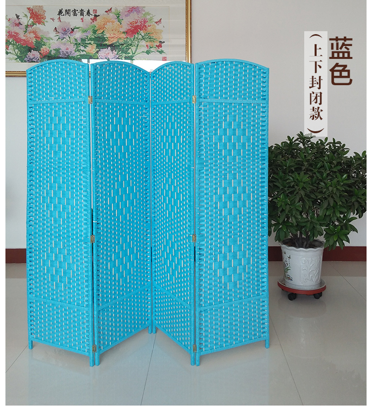 Handmade màn hình màu rơm phân vùng phòng khách màu xanh lá cây khách sạn trường gấp di động thời trang màn hình đơn giản màn hình gấp - Màn hình / Cửa sổ mẫu vách gỗ cầu thang