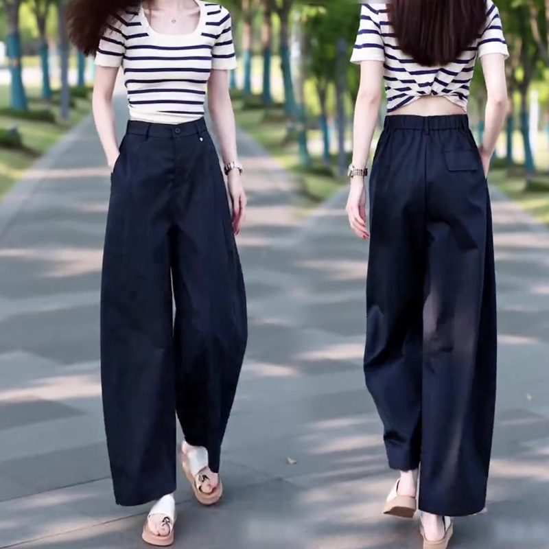 Summer Thin Cropped Knife-Cut Pants for Women 2026 New High-Waisted Slimming Ice Silk Drapey Petite Harem Casual Pants