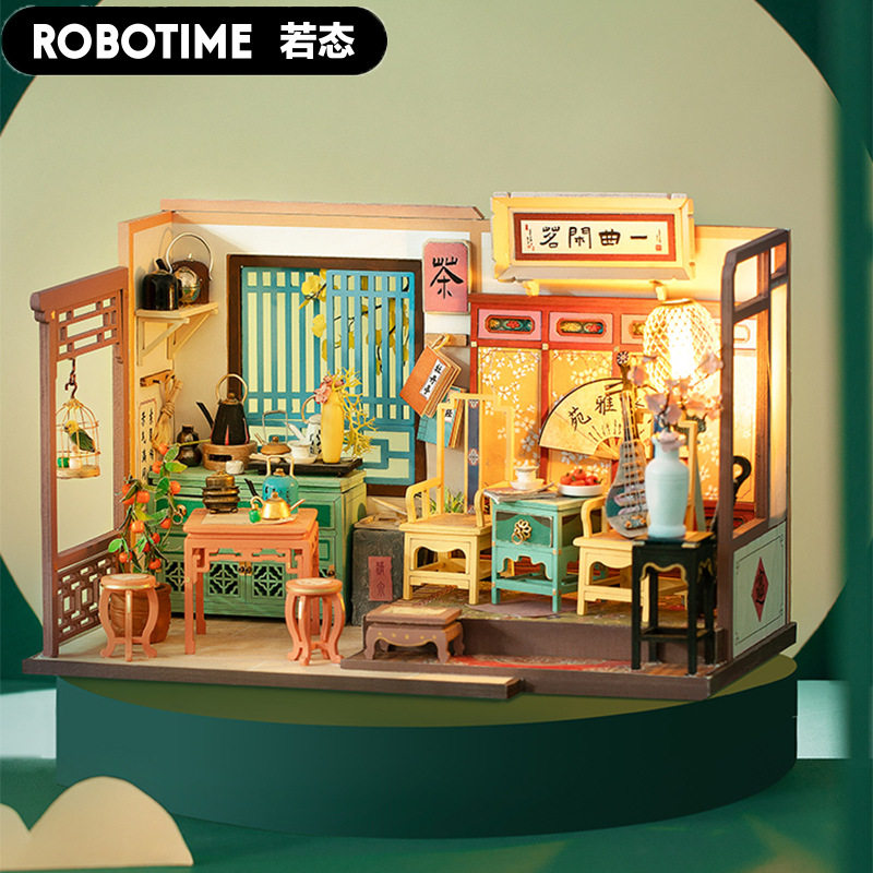 Diy Lodge Wooden Puzzle Solid New Generation Ancient Wind Art House Shirifen Fang Bakery Shop Tea Gallery Model