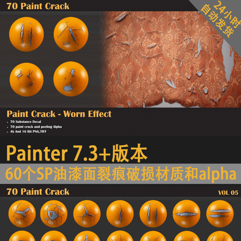Sp Paint Surface Cracks and Damage Pt Material and Alpha