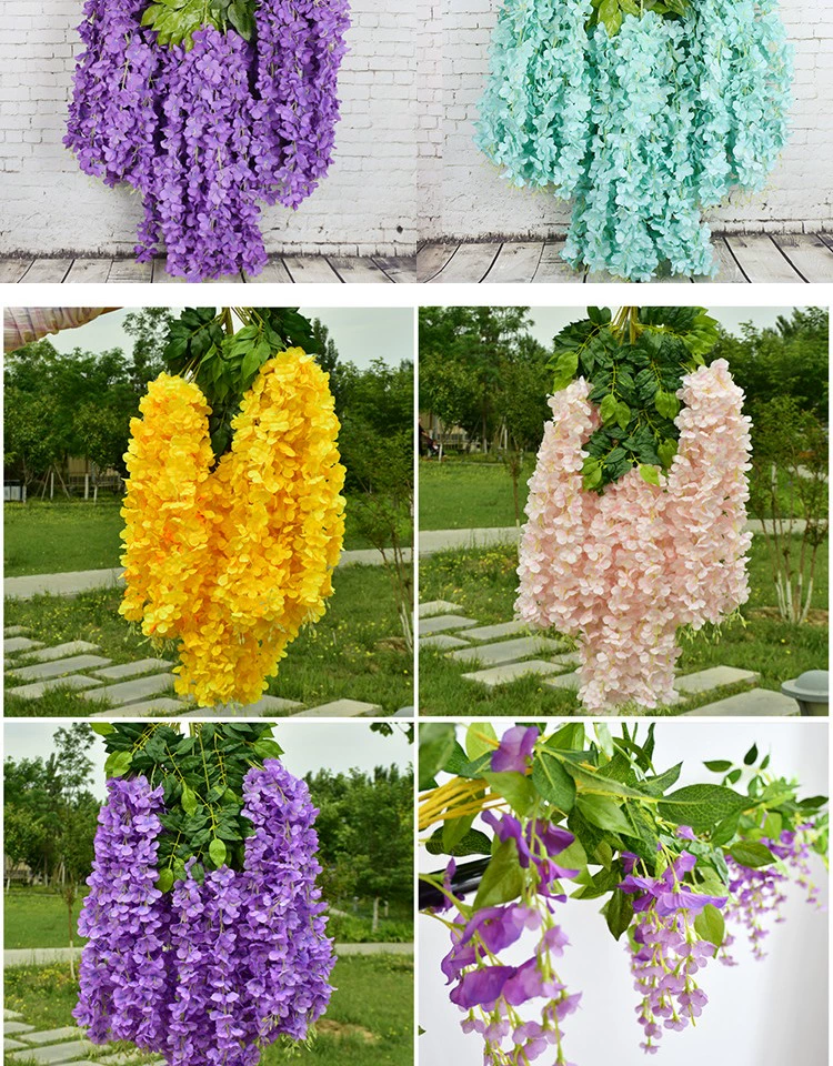 Mô phỏng Hoa Wisteria Hoa giả Hoa violet Trần Hoa Vine Trong nhà Trang trí tiệc cưới Mây nhựa Hoa thùng Cây nho - Hoa nhân tạo / Cây / Trái cây