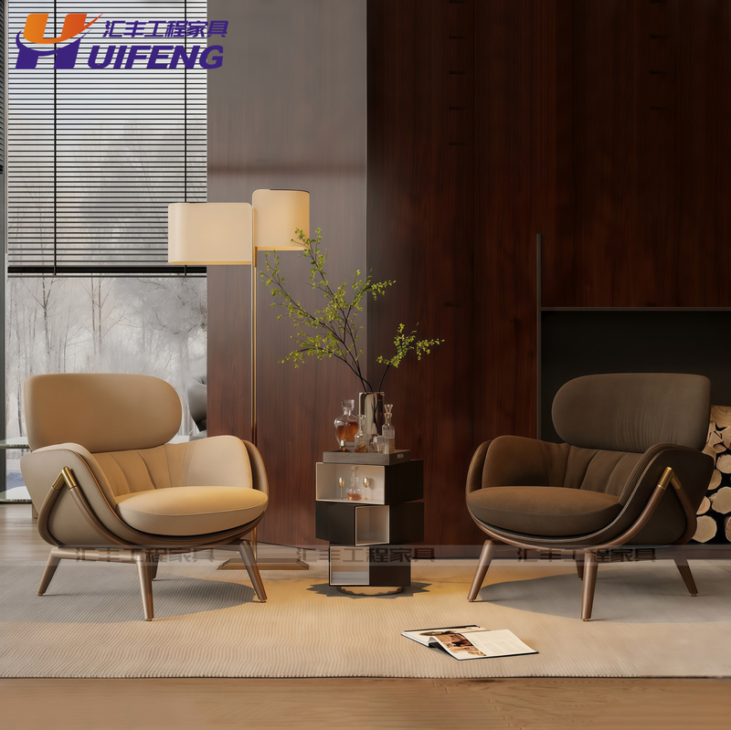 Modern Single Sofa Chair for Rest and Reception Area, Light Luxury High-End Leisure Chair for Sales Office and Hotel, Fabric Sofa Single Chair