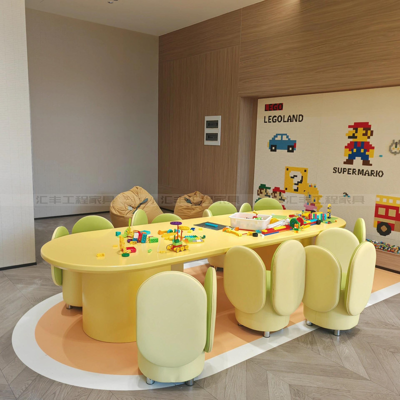 Modern Mezzanine Entertainment Area Children's Table and Chair Set Sales Office Play Area Kindergarten Creative Handmade Painting Table