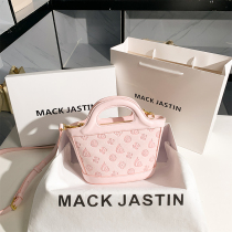 Hong Kong MACKJASTAIN GENUINE LEATHER VEGETABLE BASKET PINK BAG 2021 NEW TIDE SUMMER 100 PITCH SATCHEL