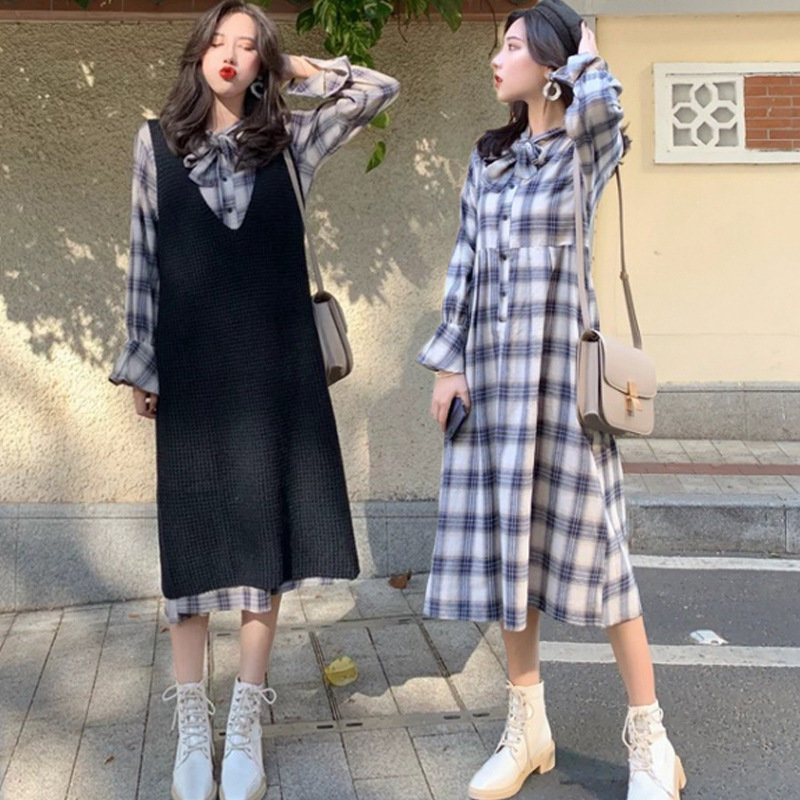 Pregnant Woman Shirt Gestational Winter Clothing 2021 New suit Chauma Ocean Pie Minus age Long sleeves Baby Bag Skirt two sets