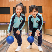 Primary school uniforms kindergarten uniforms spring and autumn sports suits baseball uniforms set Autumn Winter Lake Blue Series