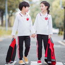 Childrens school uniform spring and autumn cotton suit T-shirt kindergarten uniforms primary and secondary school students sports meeting thickened three-piece class uniforms