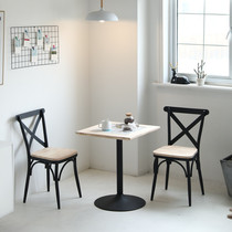 Solid wood table Home Small family style minimalist party table milk tea shop sweet shop table Cafeteria West restaurant table and chairs