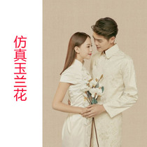 Simulation of a single Magnolia New meticulous painting wedding photography bouquet ancient style Chinese wind People National style ancient costume props