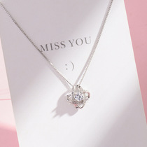 s925 Sterling Silver Clover Simple Necklace Women Fashion choker Japanese and Korean Micro Set Chain