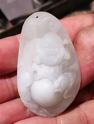 Duyu Buddha pendant natural Nanyang Dushan jade ice permeable White Buddha pendant Jade Pei F 18