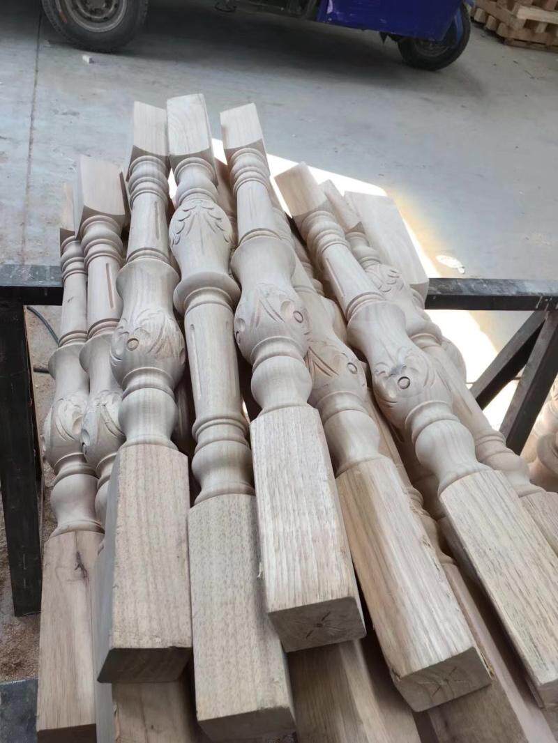 Oak Thailand rubber wood small column column No. 33 bold carving white stubble solid wood stair column handrail splicing material