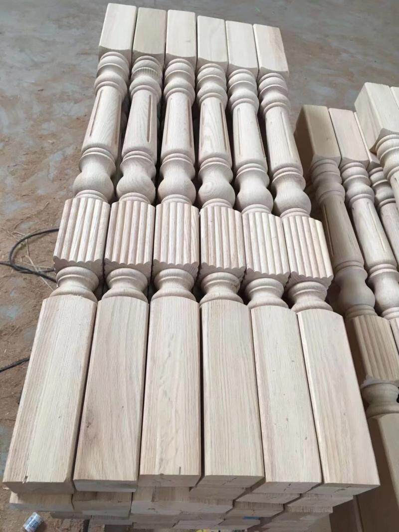 North American Terrated red oak small column large column square pull hook White stubble 18 Number of spliced solid wood stair post armrests railing