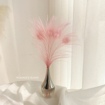 Man Island tsundere girl pink peacock hair ins net red feathers Nordic simple vase home shop decoration