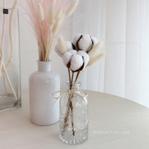 Man Island cotton rabbit tail grass dried flower ins Nordic relief vintage glass bottle Madrid vase home decoration