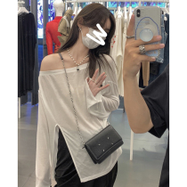 White water white sunscreen blouse T-shirt female summer thin design sense split pure desire hot girl shoulder-exposed long sleeve jacket female