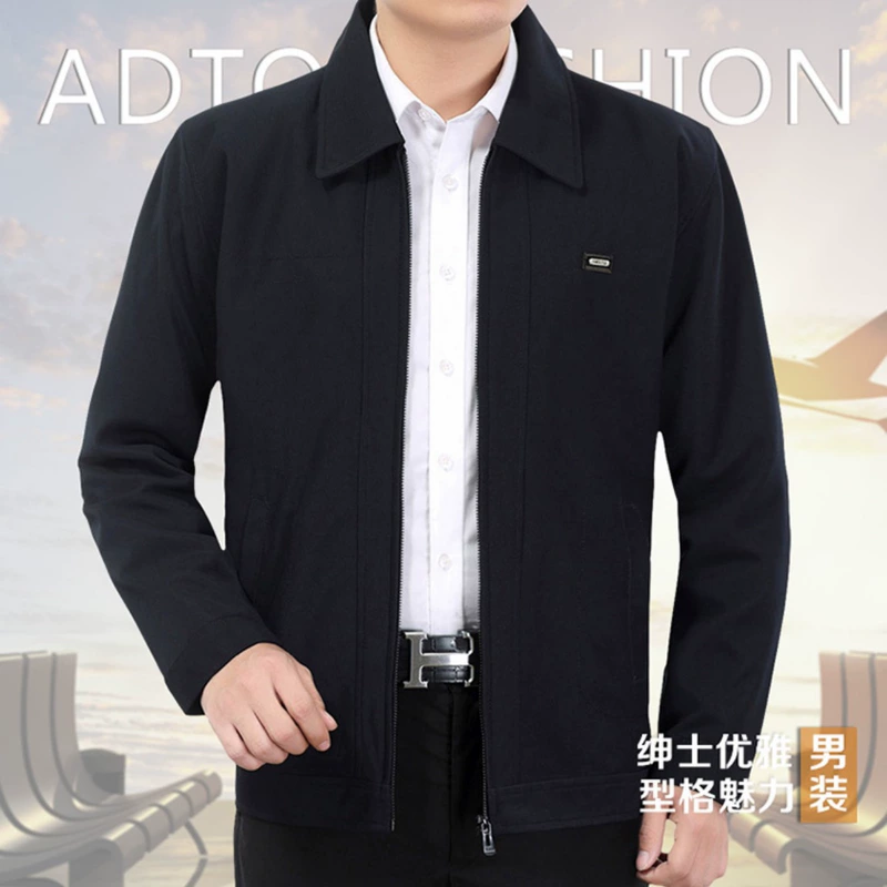 Mùa xuân và mùa thu Mới Áo khoác nam trung niên dành cho nam Trung niên Áo khoác lửng nam trung tính Dad Pack Casual Loose Jacket