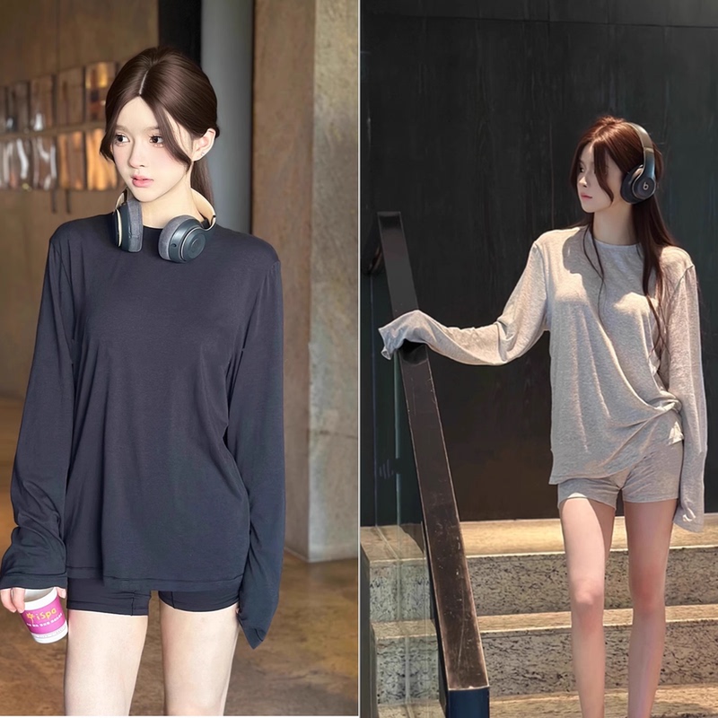 Kardashian Style~Skim*S Boyfriend Style Nude-Feel Lazy Loose Modal Long-Sleeve Shorts Loungewear Set