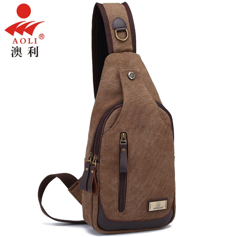 Men's Chest Bag Casual Twill Bag Woman Chest Bag Male Korean Version Tide Personality Day Department 100 Hitch Sport Dual-use Canvas Man Bag
