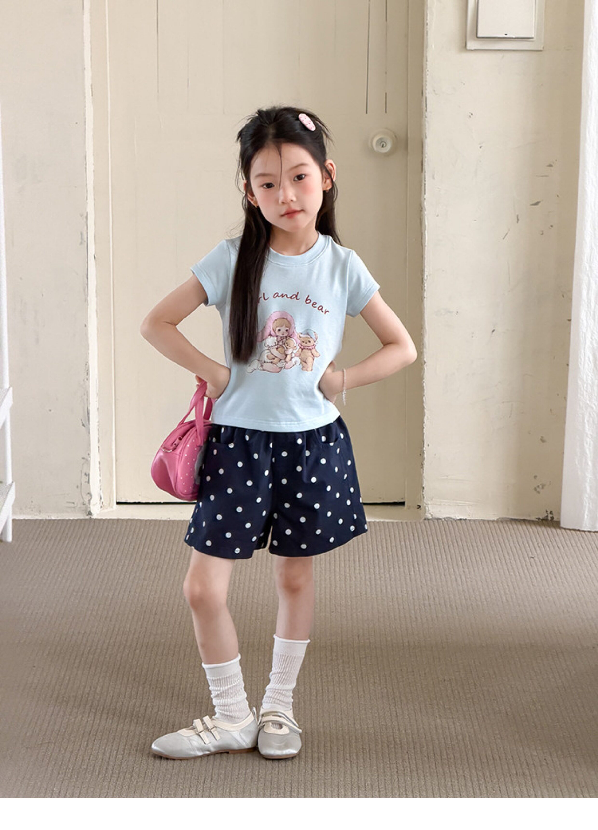 儿童夏季莱赛尔氨纶冰感甜辣风修身短款T恤女童卡通印花短袖上衣 — 40
