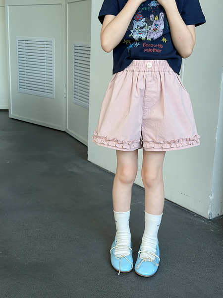Girls' Summer Lace Cotton Shorts, Versatile and Sweet Cute Refreshing Wide-Leg Pants, Baby Five-Point Pants Trendy — 4