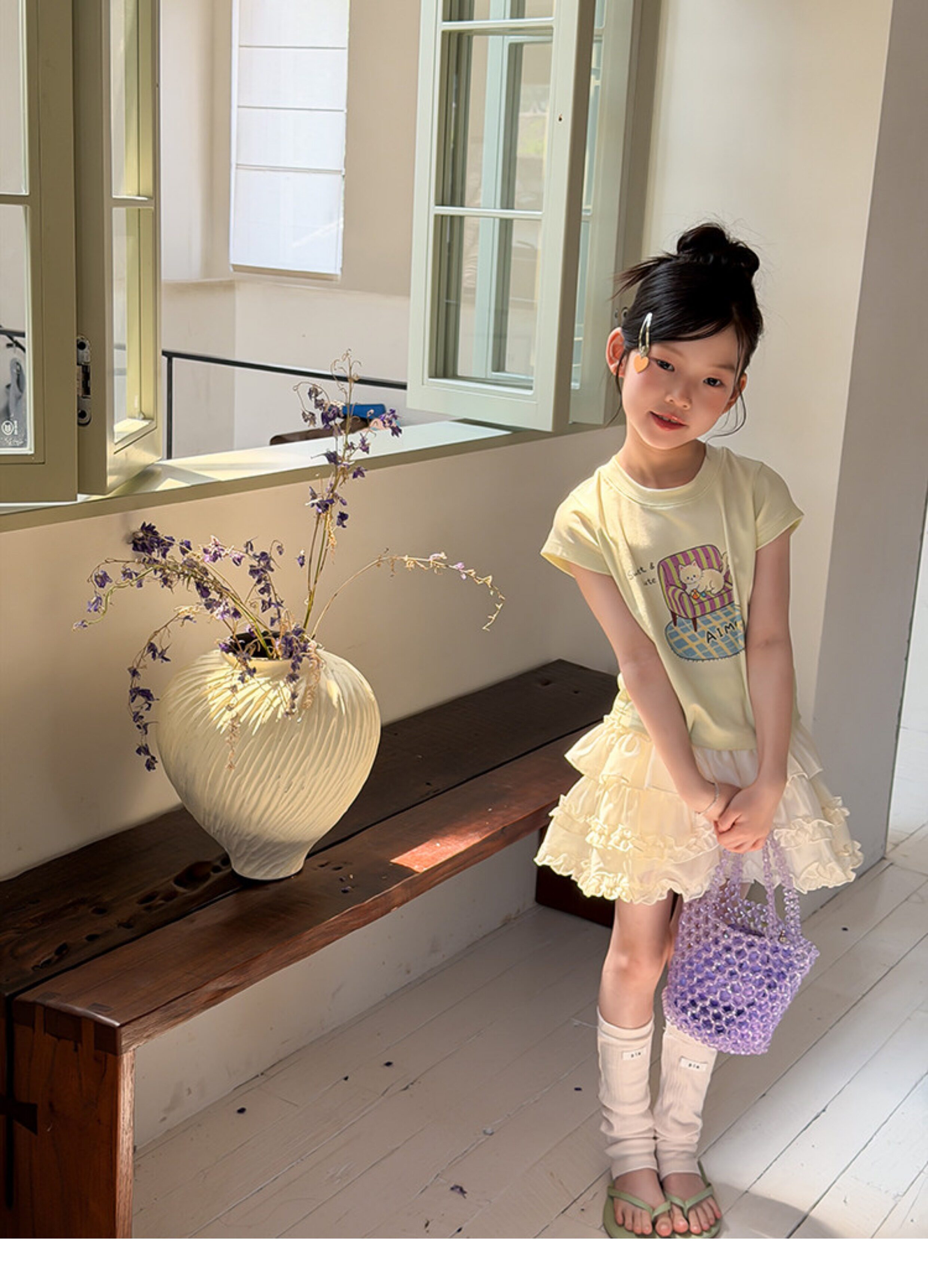 儿童夏季莱赛尔氨纶冰感甜辣风修身短款T恤女童卡通印花短袖上衣 — 29