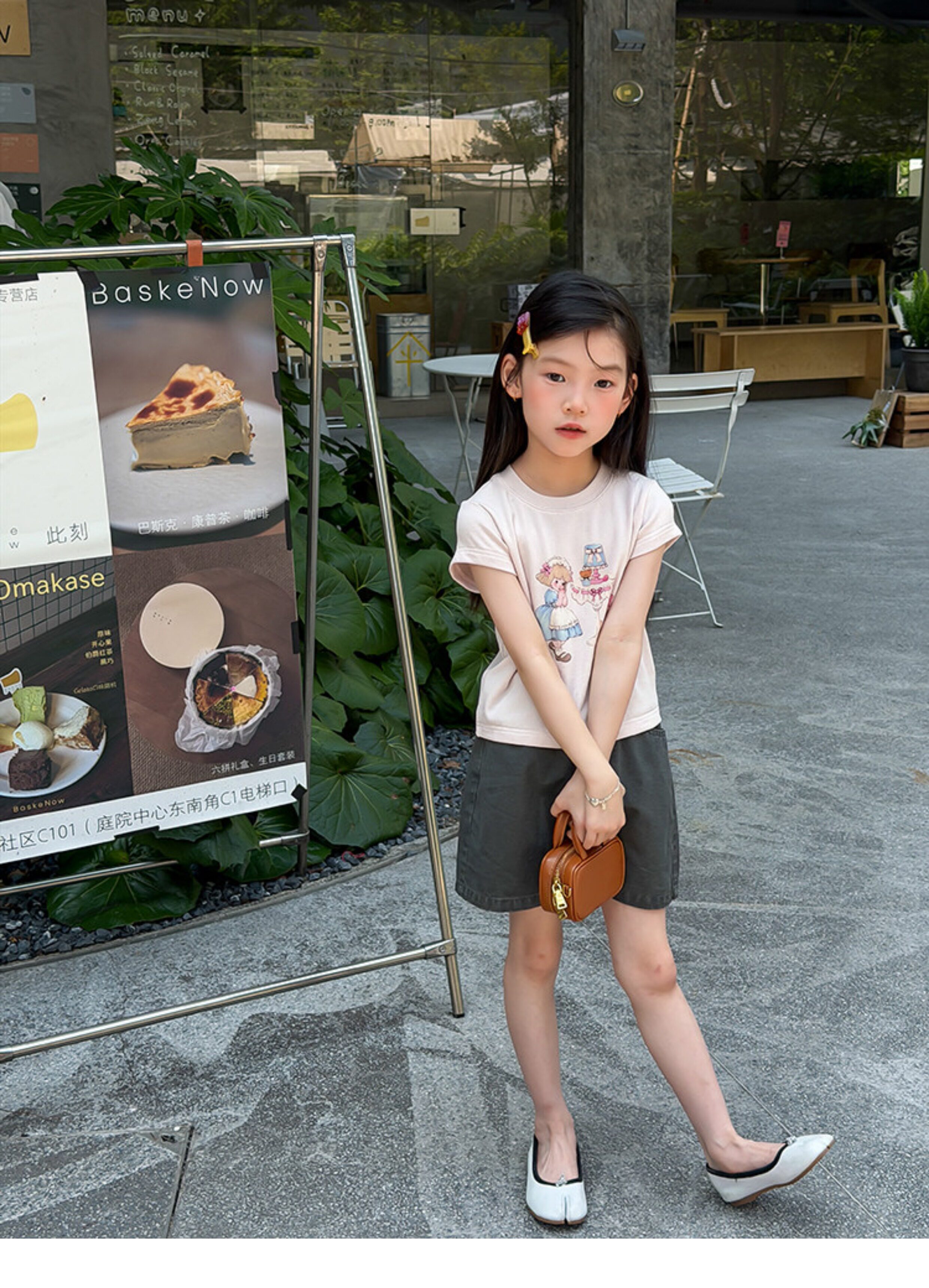 儿童夏季莱赛尔氨纶冰感甜辣风修身短款T恤女童卡通印花短袖上衣 — 46