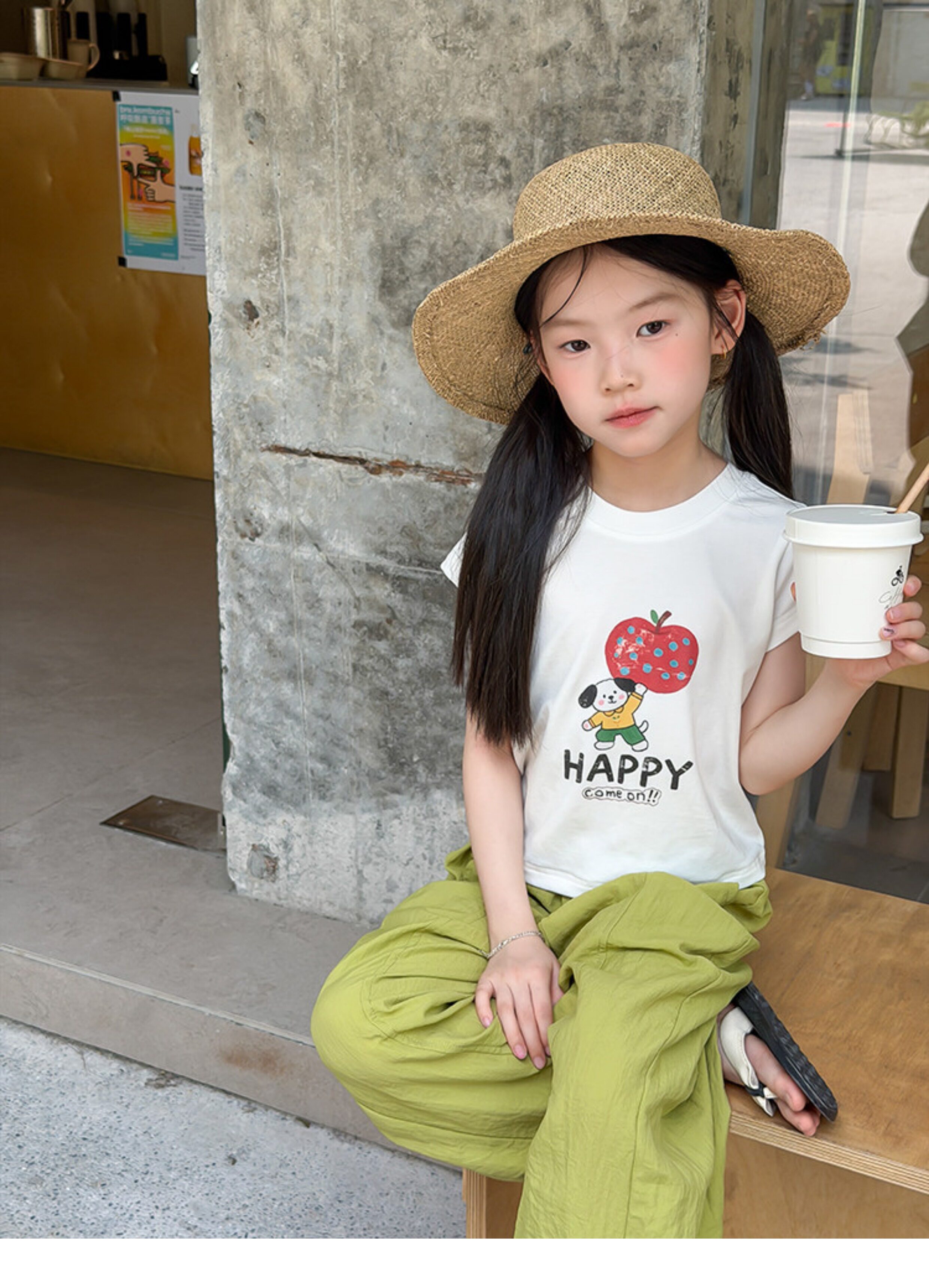 儿童夏季莱赛尔氨纶冰感甜辣风修身短款T恤女童卡通印花短袖上衣 — 22