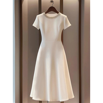 Ocnltiy French slim temperament skirt summer high-end upper-class waist small fragrant style A-line dress