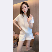 Ocnltiy new Chinese style national style suit womens 2024 summer new womens high-end high-end shorts two-piece set