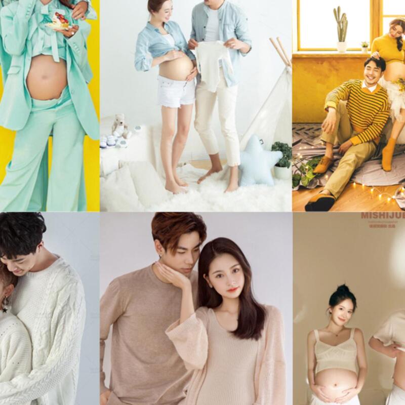 Photo Studio Maternity Outfits for Couples, Personalized Couple Outfits, Japanese-Style Fresh and Simple Clothing for Pregnant Moms Photo Studio Maternity Outfits for Couples, Personalized Couple Outfits, Japanese-Style Fresh and Simple Clothing for Pregnant Moms