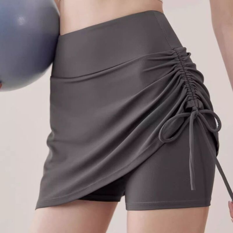 Quick-Drying Breathable Swimming Skirt for Women, High-Waisted Drawstring Gray Shorts, Summer Sports Fitness Anti-Embarrassment Fake Two-Piece Quick-Drying Breathable Swimming Skirt for Women, High-Waisted Drawstring Gray Shorts, Summer Sports Fitness Anti-Embarrassment Fake Two-Piece