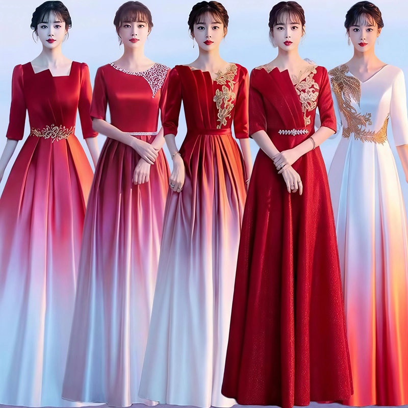 Choir Performance Dress for Women, Long Dress for Adults, 2026 New Model, Host Dress, Red Song Competition Performance Choir Dress Choir Performance Dress for Women, Long Dress for Adults, 2026 New Model, Host Dress, Red Song Competition Performance Choir Dress